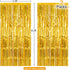 CHRORINE 2pcs 3ft x 8.3ft Gold Tinsel Foil Fringe Curtains Streamers Backdrop for Birthday Graduation Wedding Engagement Bridal Shower Bachelorett...