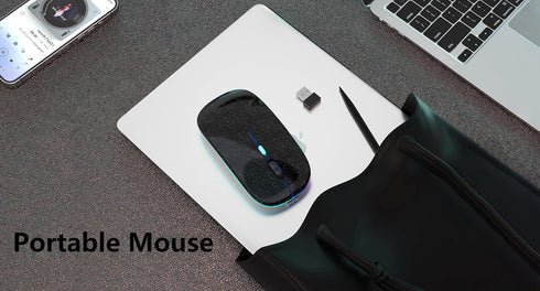 Wireless Bluetooth Mouse,LED Rechargeable Silent Slim Laptop Mouse,Portable(BT5.2 or USB 2.4GHz) Dual Mode Computer Mice for Laptop,ipad Tablet,De...