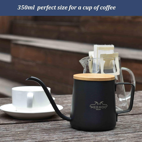 MERMOO YILAN Gooseneck Kettle Pour Over Coffee Kettle with Lid 350ml Stainless Steel Kettle Hand Drip Coffee Pot Long Narrow Coffee Pitcher Jug?bl...