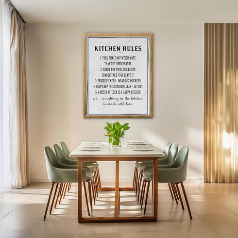 Posterizer 1 pcs-Kitchen Print-Funny Quotes-5 kitchen rules-Kitchen & Bar Art-Comedy Art-Art Poster Print for Home, Office, Store, Bar- unframed w...