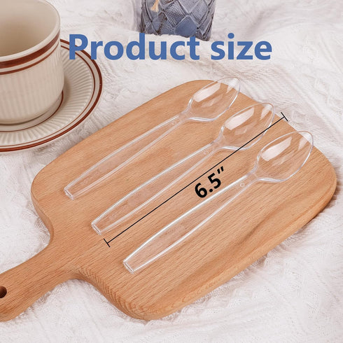 100 Count Plastic Spoons,Heavy Clear Plastic Spoons, Plastic Silverware,Premium Disposable Spoons, BPA-Free, Heat Resistant, Suitable for Parties,...