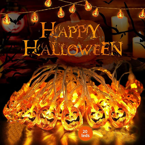 Halloween Pumpkin String Lights, 10 feet 20 LED Battery Powered 3D Jack-O-Lantern Halloween Decoration Lights for Indoor Outdoor Decor, Home Party...