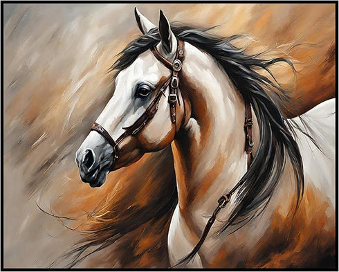 Posterizer 1 pcs- Beautiful white horse oil painting style-Art for Animal Lovers- Gift for Men Women Entrepreneur Teens-decor for Bedroom, Office,...