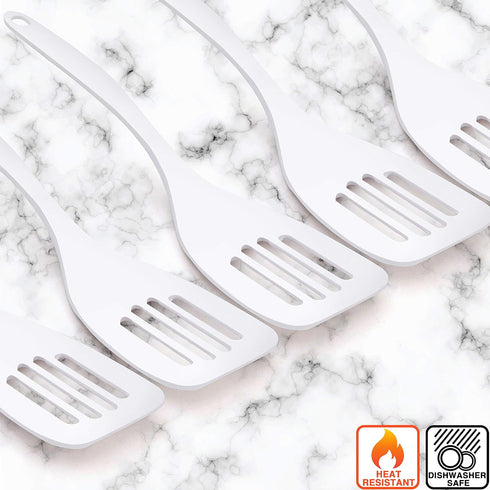 Ram-Pro Melamine Hard Plastic Slotted Turner Heat-Resistant Rubber Large Handle with Hole Spatulas Heavy Duty Kitchen Utensils for Cooking Flippin...