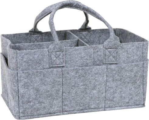 Sammy & Lou Collapsible Light Gray Felt Storage Caddy, Divided Design To Keep Diapers, Wipes And Changing Items Organized, Two Handles, 11.5"D x 6...