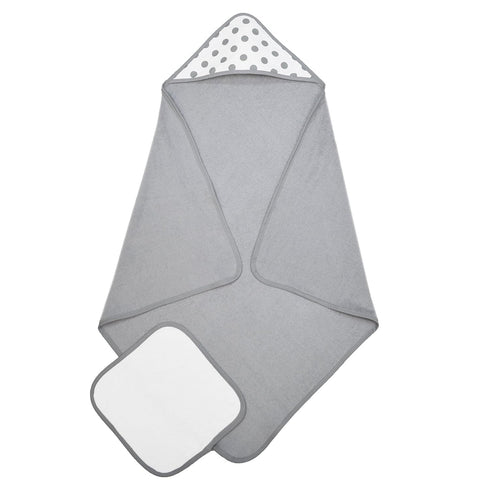 American Baby Company Cotton Terry Hooded Towel Set, Gray Dot, for Boys and Girls...