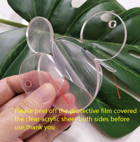 10pcs/lot Blank Clear Acrylic Mouse Head Charms, Plexiglass Laser Cut Blank Keychain Necklace DIY Accessory 1/8" Thickness (3")...