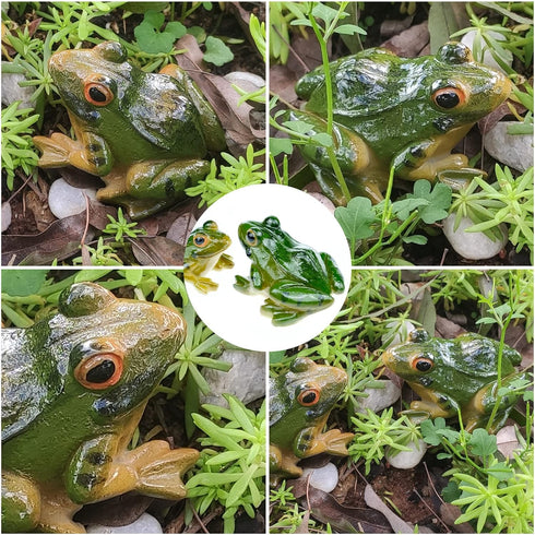 4 PCS Miniature Frog Statue, Outdoor Garden Frog Figurines Decoration, Mini Cute Frog Figures for Patio Yard Micro Landscape Fairy Garden Ornament...