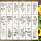 18Pcs Wildflower Stencils Flower Leaf Painting Stencils Reusable Wild Flower Stencil Plastic Art Drawing Templates DIY Crafts Plant Stencil for Pa...