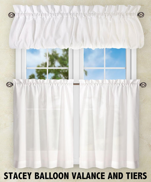 Ellis Curtain Stacey Sheer Balloon Valance, 60" x 15", White...