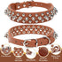 Spiked Dog Collar Brown Soft Pu Leather Funny Mushrooms Rivet Spike Studded Puppy Collar Adjustable Outdoor Pet Dog Collar for Small Medium Large ...
