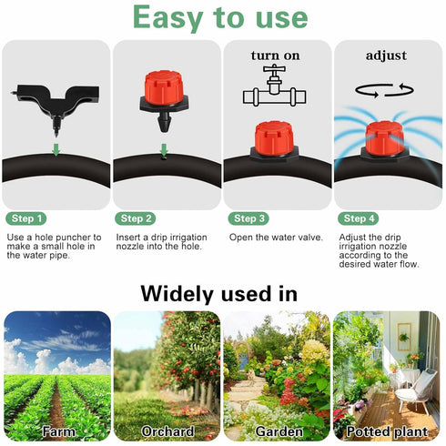 Drip irrigation emitters, 150+30Pcs/set drip irrigation parts for garden watering system, Adjustable nozzle drip irrigation spray nozzle? Used in ...