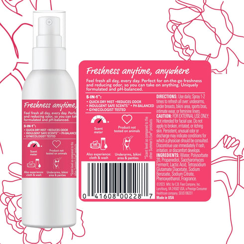 Summer's Eve Refresher Mist, Feminine Spray Reduces Odor, Blissful Escape, Body Spray for Women, 1.89 Oz Bottle...