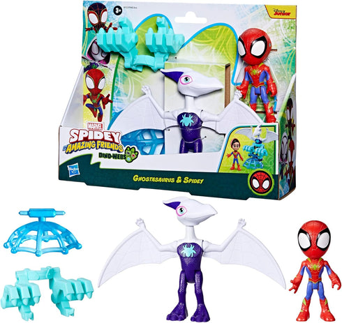 Spidey and his Amazing Friends Marvel Dino-Webs Ghostasaurus & Spidey 4-inch-Scale Spider-Man Action Figure Set, Toys for Kids Ages 3 and Up...