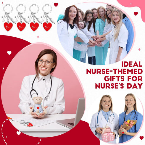 Yinkin 24 Pcs Nurse Keychain Nurse Party Favors Nurse Week Gifts Nurses Appreciation Gifts for Women(Red Heart)...