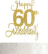 60th Wedding Anniversary Cake Topper, Wedding Anniversary Party Decoration with Premium Gold Glitter...