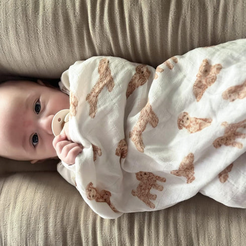LifeTree Baby Swaddle Blankets Dog, 70% Viscose Bamboo and 30% Cotton Muslin Swaddle Blankets Boys Girls Swaddling Wrap Receiving Blanket Neutral ...