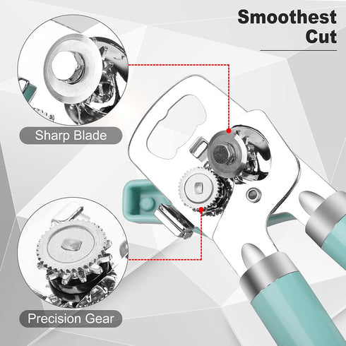 Can Opener Manual, Safe Cut Heavy Duty Hand Can Opener with Magnetic Lifter, Stainless Steel with Sharp Blade Smooth Edge Can opener, Easy Big Tur...