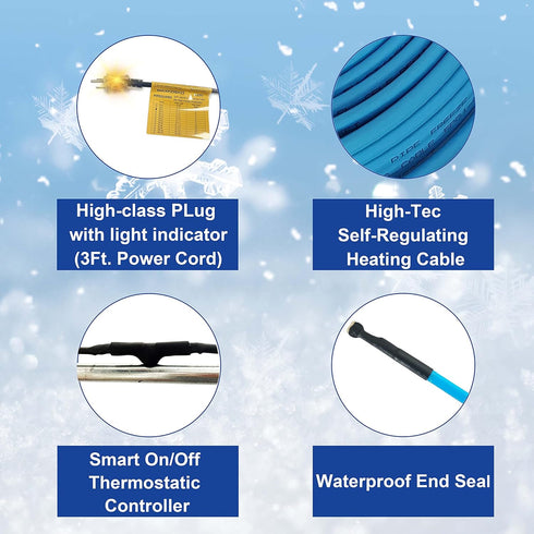 MAXKOSKO 9Ft. 120V Heat Tape for Water Pipes, Self-Regulating Water Pipe Heat Cable for Metal And Plastic Water Pipes....