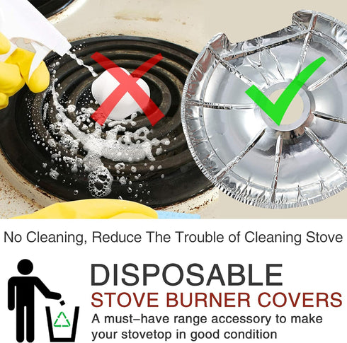 60 Pcs Electric Stove Burner Covers, Disposable Aluminum Foil Drip Pan Liners, 6 inch and 8 inch Round Burner Liners Bibs to Keep Stove Top Clean from Oil and Food (30 Pcs 6 , 30 Pcs 8 )