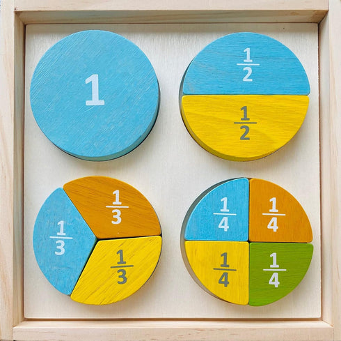 BeginAgain Fraction Puzzle - Chunky Learning Puzzle - 10 Piece Puzzle, Kids 2 and Up, 7.5" x 7.5" x 1"...