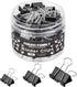100pcs Binder Clips Assorted Sizes, Black Paper Clamps, Medium, Small, Mini 3 Sizes with Box for Office, School and Home...