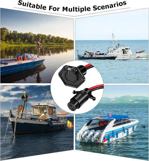 12V 8 Gauge 2 Wires Trolling Motor Plugs and Receptacle Kit Compatible with Minn Kota Marine Boat, Male and Female Trolling Motor Connector Quick ...