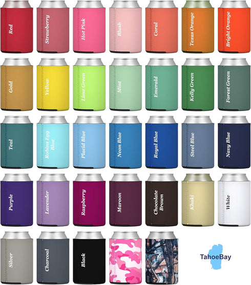 TahoeBay Neoprene Can Coolers (25-Pack) Standard 12 Ounce Cans Blank Beer Sleeves (Multicolor)...