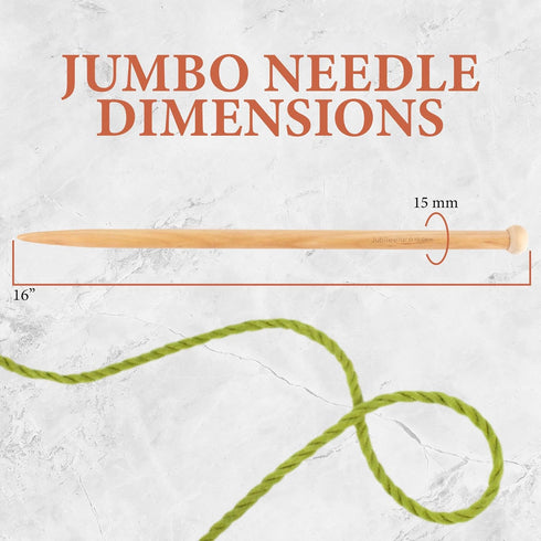 JubileeYarn Jumbo Birch Knitting Needles - US 19 (15mm) - 16" Long - 1 Pair...