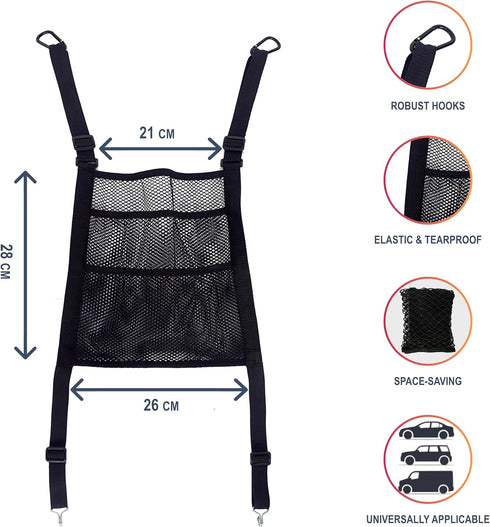 Car Seat Net and Front Seat Net - Essential Dog Car Accessories for Safety, Large Dog Barrier, Storage, and Handbag Holder - Pet Barrier for Car...