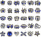 TOAOB 30pcs Dark Blue Large Hole European Beads Antique Silver Metal Rhinestone Rondelle Spacer Charms Beads Assortments for Bracelets Necklaces J...
