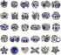 TOAOB 30pcs Dark Blue Large Hole European Beads Antique Silver Metal Rhinestone Rondelle Spacer Charms Beads Assortments for Bracelets Necklaces J...