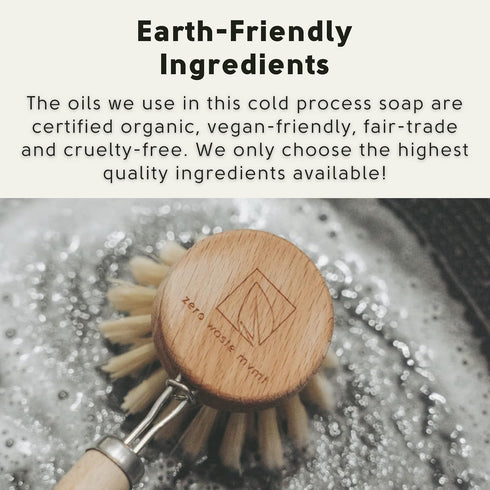 Solid Dish Soap Bar | Bergamot + Lime | Natural, Zero Waste Soap | Plastic-Free Dish Soap Block | USDA Certified Organic Ingredients | Vegan-Frien...