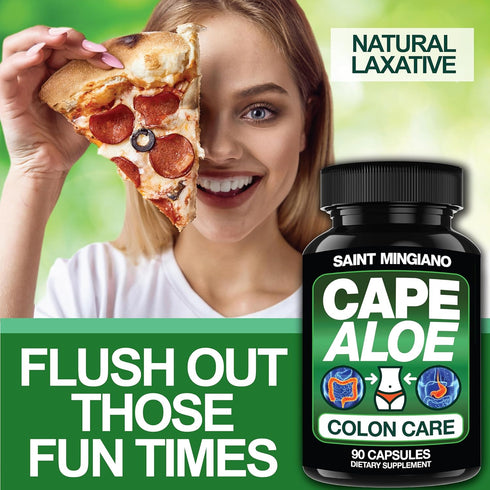 Cape Aloe Colon Cleanse, Detox & Flush - 90 Capsules. Gentle Constipation Relief and Bowel Movement Acting as Natural Herbal Laxative - Supports B...