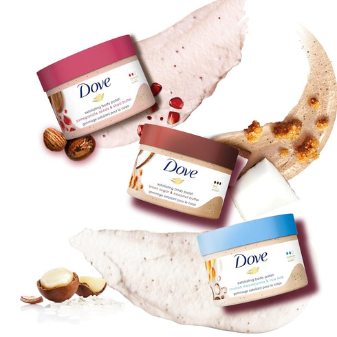 Dove Body Scrub Variety Pack –?Brown Sugar & Coconut Butter, Pomegranate Seeds & Shea Butter, Crushed Macadamia & Rice Milk, 10.5 Oz Ea (3 Piece S...
