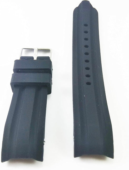 g24 22mm Waterproof Black Silicone Rubber Curved End Dive Watch Band Strap...