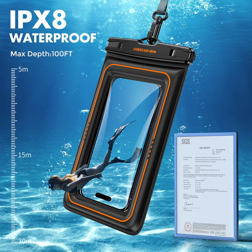 UNBREAKcable Waterproof Phone Pouch 2 Pack - IPX8 Floating Waterproof Phone Case Dry Bag for iPhone 15 14 Pro 13 13 Pro Max 12 11 XR XS SE 2022/20...
