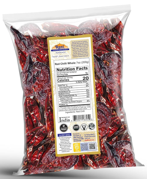 Rani Chilli Whole (Lal Mirch Sabut) 7oz (200g) ~ All Natural | Vegan | No Colors | Gluten Friendly | NON-GMO | Kosher...