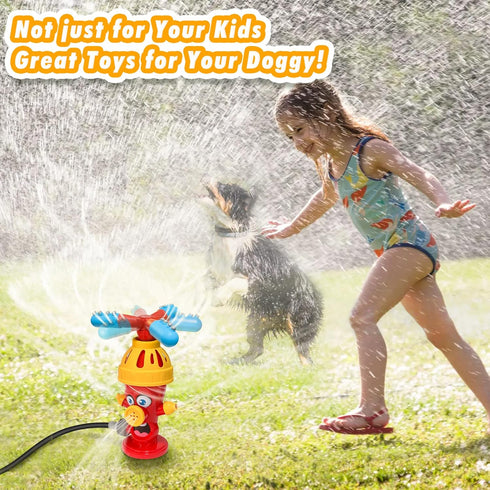 Summer Sprinkler Outside Toys for Toddlers Kids,Outdoor Play Equipment Backyard with Roating Spray Nozzles,Outdoor Play Outside Toys Attaches to G...