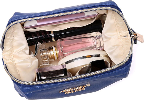 Angelina's Palace Vegan Leather Waterproof Travel Cosmetic Bag Toiletry Organizer Makeup Pouches(dark chambray)......