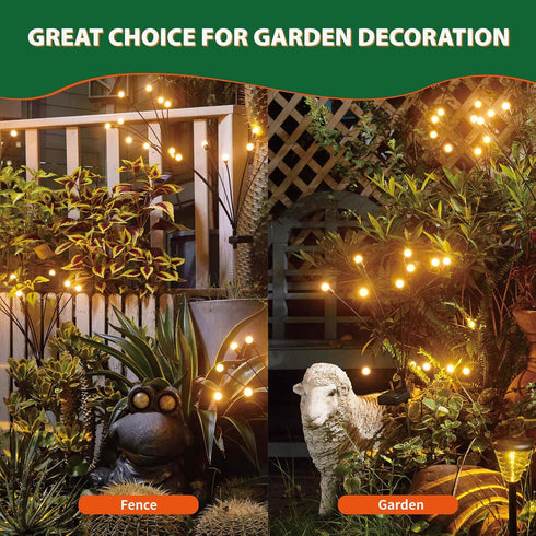 8LED Solar Powered Firefly Lights,Solar Lights Outdoor Waterproof,Starburst Swaying Solar Firefly Lights, Solar Garden Lights for Path Landscape O...