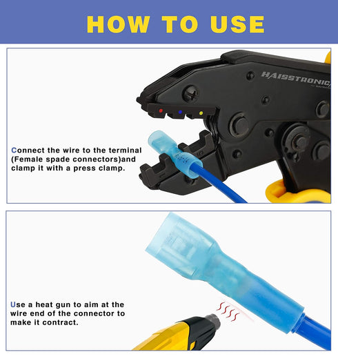 haisstronica 200PCS Heat Shrink Female Spade Connectors,22-10 Gauge Electrical Spade Wire Connectors,Quick Disconnect Wire Connectors,Female Spade...