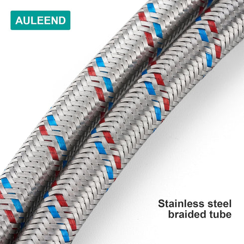 AULLEND Faucet Supply Lines,3/8" Comp x 1/2" FIP Braided Stainless Steel Faucet Water Supply Lines for Bathroom Kitchen Sink Faucet 2Pcs (40mm)...