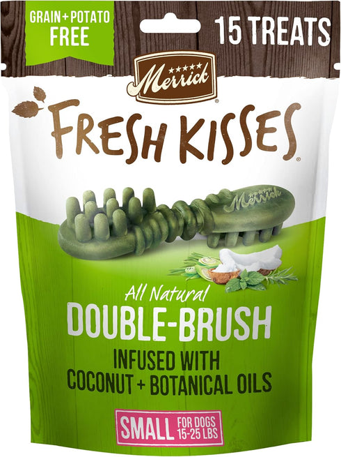 Merrick Fresh Kisses Natural Dental Chews Infused With Coconut And Botanical Oils For Small Dogs 15-25 Lbs - 15 ct. Bag...