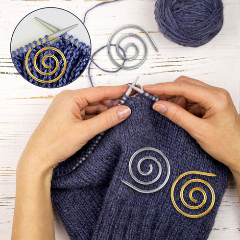 6Pcs Spiral Cable Knitting Needle, Cable Needles for Knitting, Metal Cable Needle, Knitting Needle Stoppers Circular Knitting Needles Knitting Too...
