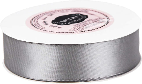 VATIN Double Face Deep Silver Satin Ribbon 1" Continuous 25 Yards,Silver Polyester Fabric Ribbon use for Bows Bouquet, Gift Wrapping, Floral Arran...