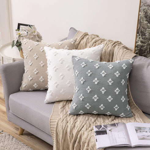 MIULEE Set of 2 Decorative Throw Pillow Covers Rhombic Jacquard Pillowcase Soft Square Cushion Case for Cute Couch Sofa Bed Bedroom Living Room, 2...