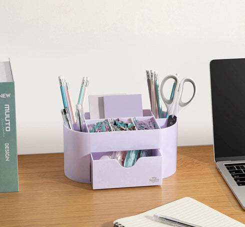 Lavender Desk Organizer for Office Supplies and Desk Accessories - Pen Holder Desktop Organization for Room College Dorm Home School (White Lavend...