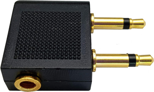 Dual 3.5mm (1/8") Male to 3.5mm Female AUX Audio Jack Adapter Converter for Using Headphone on Airplane Airline Flight (2 Pack)...