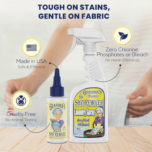 Grandma's Secret Spot Remover - Chlorine, Bleach and Toxin-Free Stain Remover - Stain Remover for Clothes - Fabric Stain Remover Removes Oil, Pain...